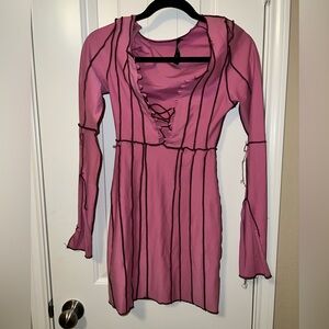 Hot Pink Finesse Long Sleeve Dress